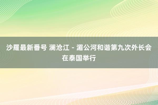 沙羅最新番号 澜沧江－湄公河和谐第九次外长会在泰国举行