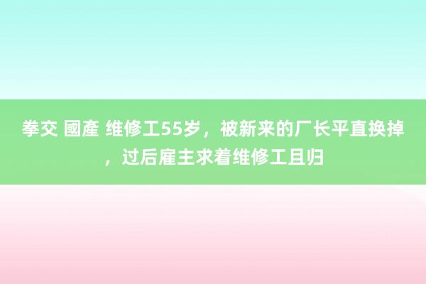 拳交 國產 维修工55岁，被新来的厂长平直换掉，过后雇主求着维修工且归